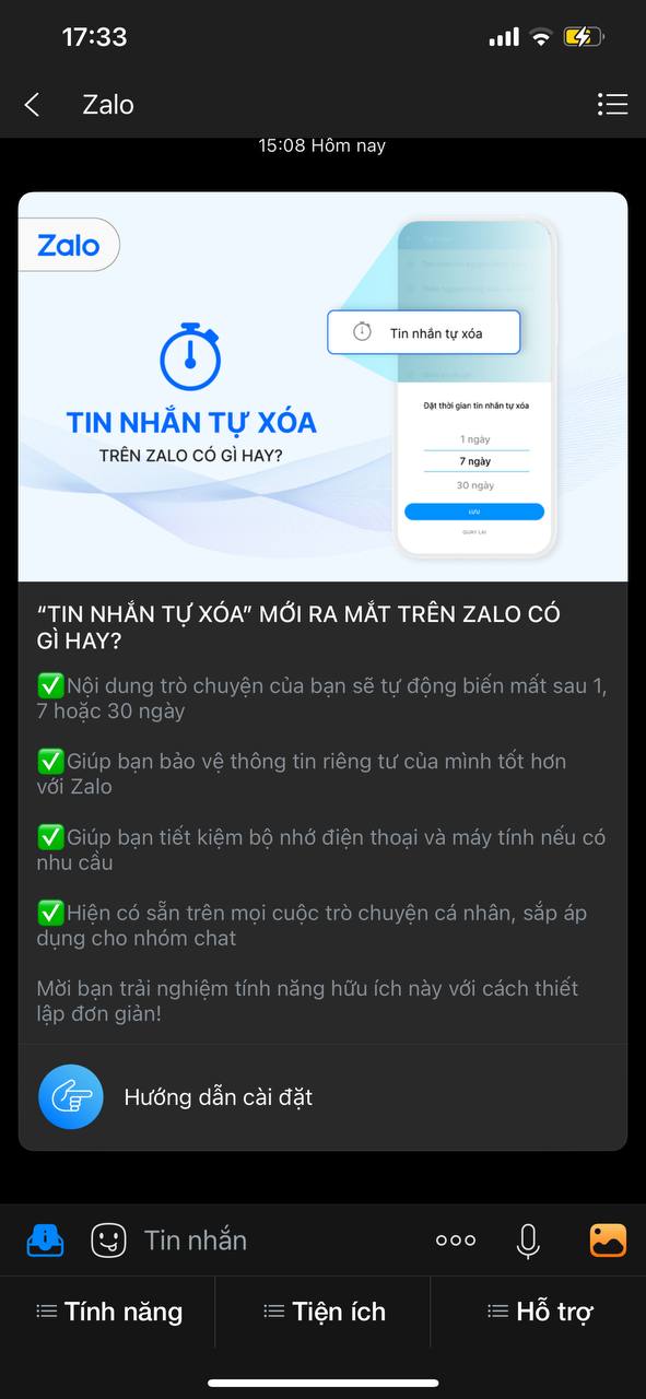 Zalo cập nhật tính năng tự động xoá tin nhắn như Messenger, khối người dùng thêm lo vì trà xanh - Ảnh 3.