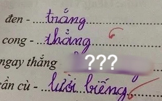Bài tập Tiếng Việt tìm từ trái nghĩa với &quot;ngay thẳng&quot;, học trò viết ra một từ mà ai nấy đều ngã ngửa