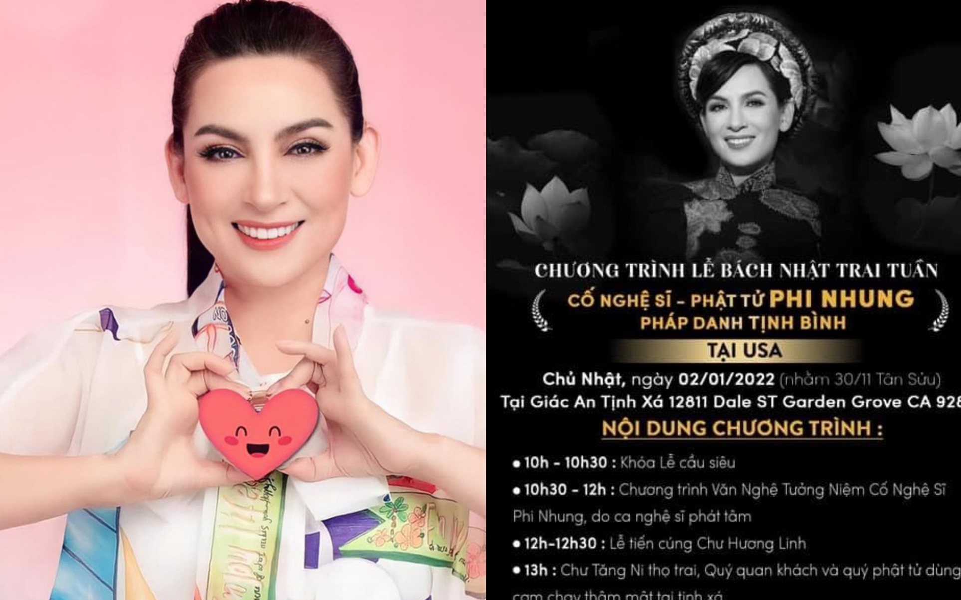 Con gái ruột thông báo buổi lễ cúng 100 ngày của cố ca sĩ Phi Nhung tại Việt Nam