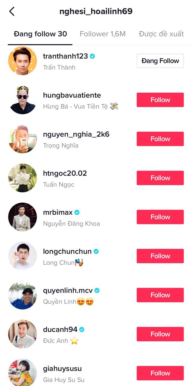 NSƯT Hoài Linh bấm follow 30 người trên TikTok, có 3 ca sĩ: Noo Phước Thịnh, Hòa Minzy và 1 rapper gây bất ngờ? - Ảnh 3.