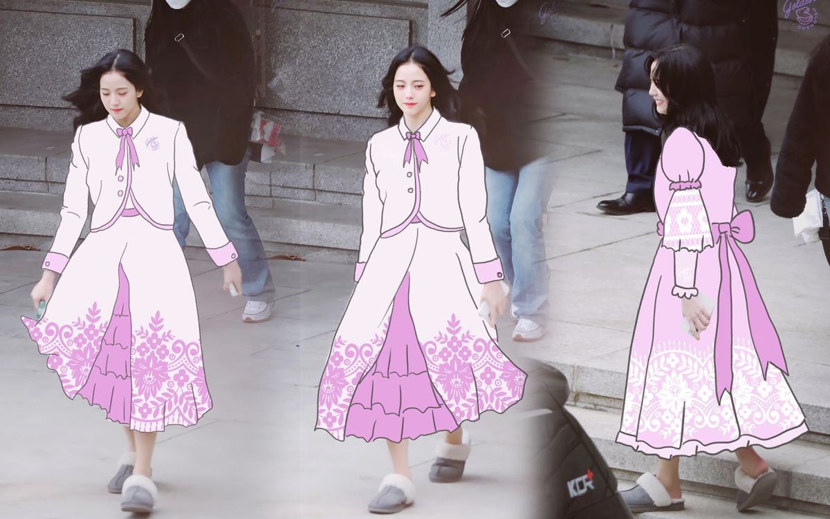 Fan chụp lén Jisoo (BLACKPINK) ở phim trường, sợ lộ tạo hình nên chèn hẳn váy công chúa không hề giả trân!
