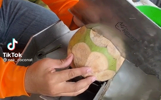 Cảnh bổ dừa &quot;ngọt như lời nói của người yêu cũ lúc còn yêu&quot; khiến cư dân mạng trầm trồ: lấy đâu ra con dao hay vậy?