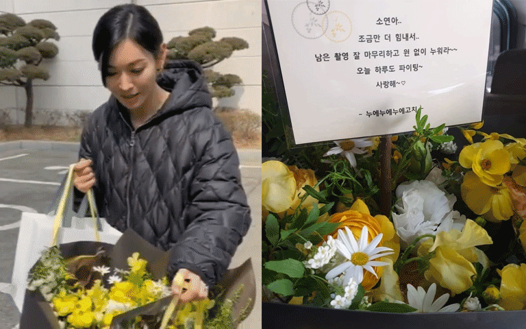 Nhất Kim So Yeon: Valentine trắng có chồng tài tử gửi hoa tới phim trường Penthouse, "ác nữ" hoá bánh bèo ngay khi nhận quà