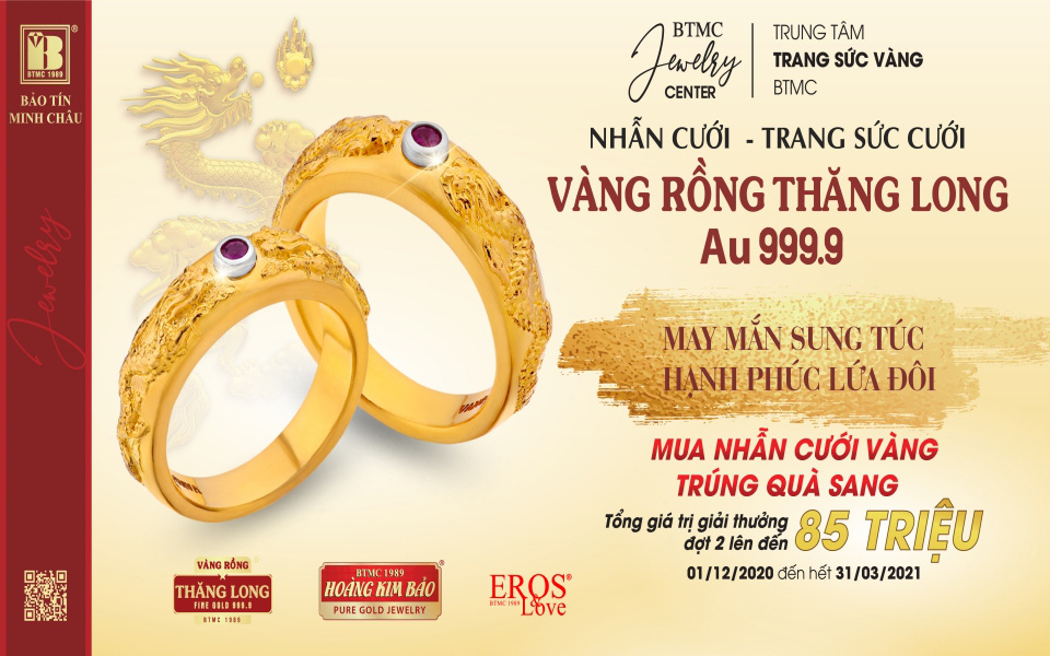 Nhẫn cưới Vàng Rồng Thăng Long - sản phẩm mới giàu ý nghĩa của Bảo Tín Minh Châu