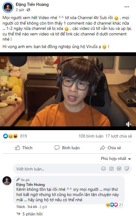 Nghi vấn ViruSs là cánh bướm dối gian, chỉ ẩn kênh YouTube 4 triệu sub thay vì xóa kênh như đã thông báo! - Ảnh 1.