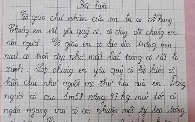 Bài văn tả cô giáo thật đến từng chi tiết nhưng lỡ &quot;bóc phốt&quot; 1 sự thật, cô đọc vào chắc ngượng lắm đây