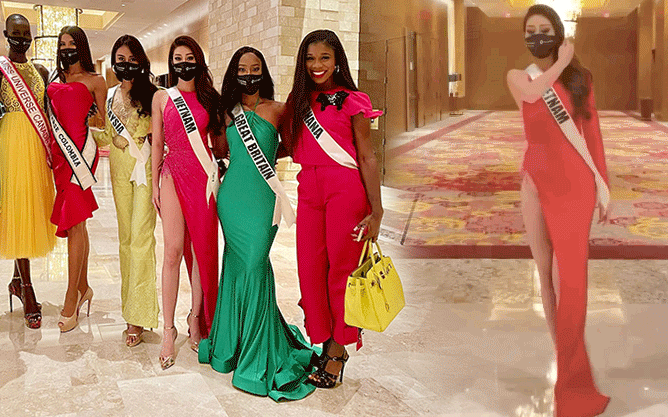 Khánh Vân diện váy xẻ cao đọ chân dài miên man bên dàn đối thủ Miss Universe, xoay 1 cú khiến dân tình “toát mồ hôi”