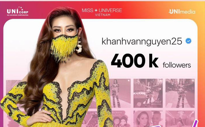Gần tới đêm thi chính thức, Khánh Vân càng hút người hâm mộ, chính thức cán mốc 400.000 người theo dõi trên Instagram