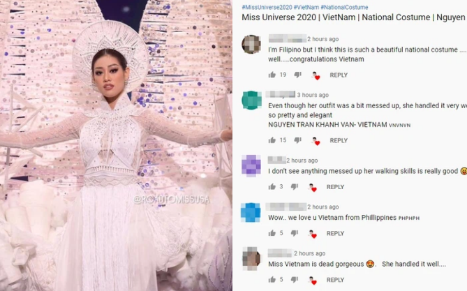 Phản ứng bất ngờ của khán giả quốc tế trước màn trình diễn Quốc phục của Khánh Vân và sự cố Kén Em ở Miss Universe