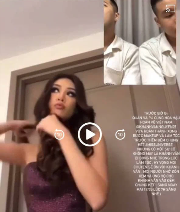 Khánh Vân bị bỏng nhẹ trong lúc làm tóc chuẩn bị cho đêm Chung kết Miss Universe - Ảnh 2.