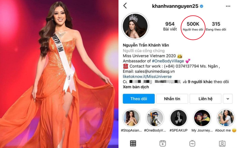 Sau 2 tuần tăng khủng, Instagram của Hoa hậu Khánh Vân cán mốc 500K follower