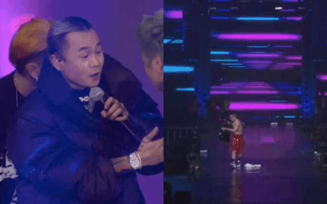 Binz chuyển style áo lông sang cho GDucky còn mình diện áo phao bí bách, trong khi MCK cởi trần ngay trên sân khấu Rap Việt Concert
