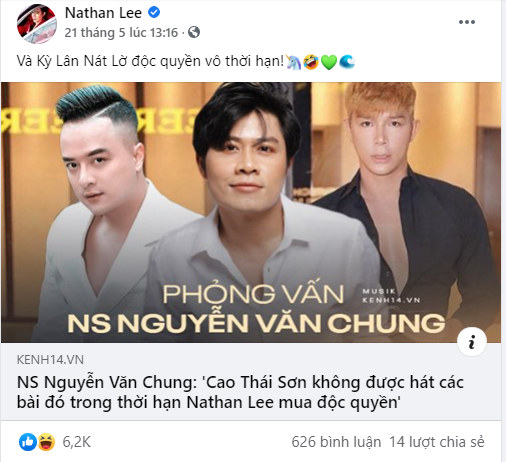 Nguyễn Văn Chung: Nathan Lee không mua độc quyền vĩnh viễn, Cao Thái Sơn đã liên lạc để biểu diễn các ca khúc ở Mỹ và Châu Âu - Ảnh 3.