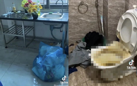 Nam sinh Hà Nội trả phòng trọ đầy rác thải, ngó đến toilet vẫn còn chất bẩn màu vàng mà sốc nặng