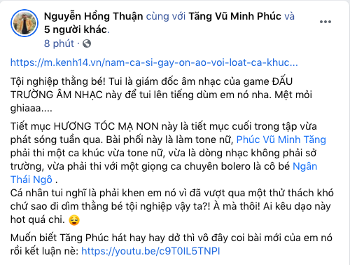 Nhạc sĩ Nguyễn Hồng Thuận lên tiếng bênh vực Tăng Phúc khi nhận liên hoàn gạch đá vì hát dân ca - Ảnh 2.