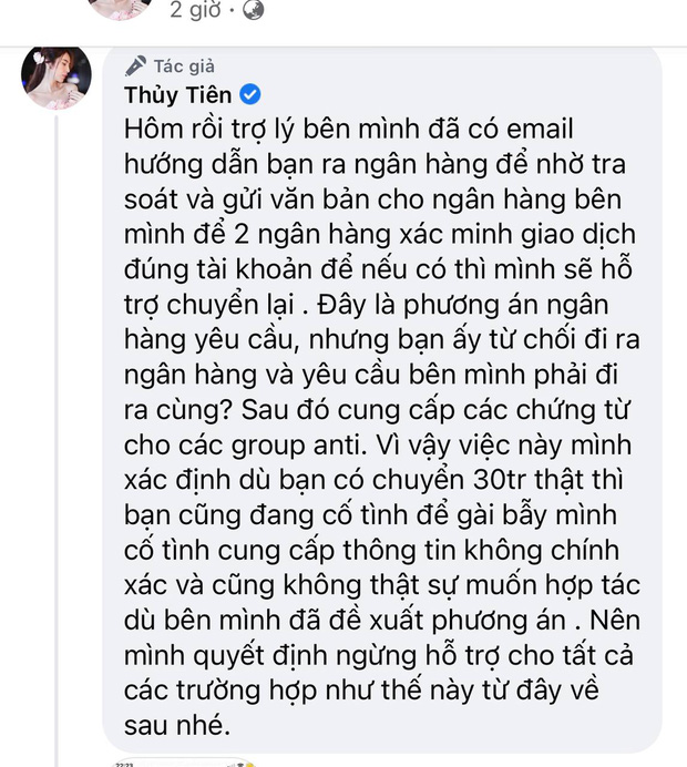 Thuỷ Tiên cho “bay màu” bài đăng trần tình vụ ồn ào fan chuyển nhầm 30 triệu vì bị phát hiện điểm sai sót lớn? - Ảnh 7.