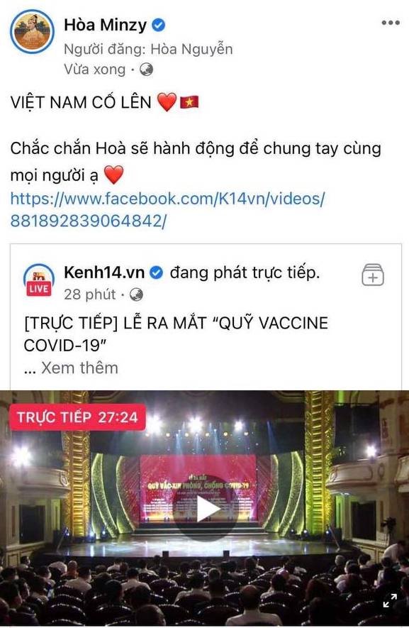 Cả showbiz và dàn KOLs Việt hướng về buổi ra mắt Quỹ vaccine phòng Covid-19, chuyển khoản nóng đóng góp hàng trăm triệu đồng - Ảnh 13.