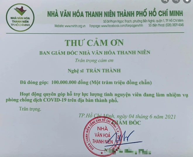 Sau loạt ồn ào từ thiện, Trấn Thành âm thầm ủng hộ 1,1 tỷ đồng cho quỹ phòng chống Covid-19 và quỹ Vaccine - Ảnh 3.