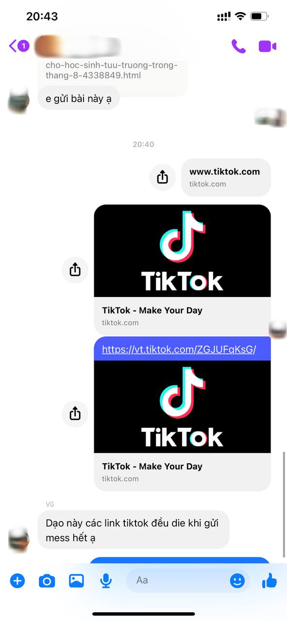 Người dùng kêu gào vì Facebook thẳng tay với TikTok, chặn xem video khi gửi link TikTok qua Messenger? - Ảnh 2.