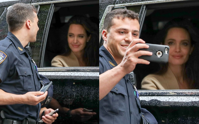 Angelina Jolie bị cảnh sát &quot;ới&quot;, dân tình không cần biết lý do mà chỉ ngẩn ngơ ngắm gương mặt đẹp như tranh lấp ló trong xe