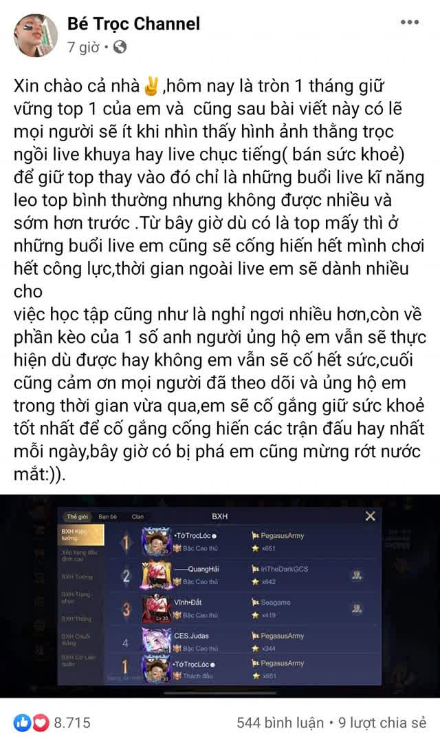 Bị chửi bới, phá game liên tục, thần đồng Top 1 Thách Đấu Liên Quân Mobile tỏ ý chán nản muốn nghỉ chơi? - Ảnh 2.