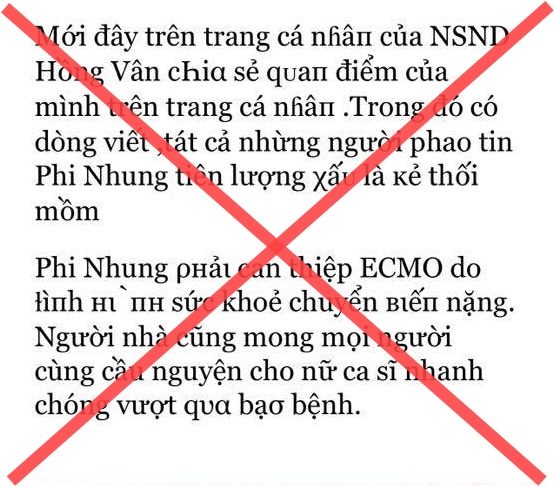 Đến lượt NS Hồng Vân bị mạo danh tung tin tức tiêu cực về bệnh tình Phi Nhung, phải bức xúc lên tiếng đính chính - Ảnh 2.