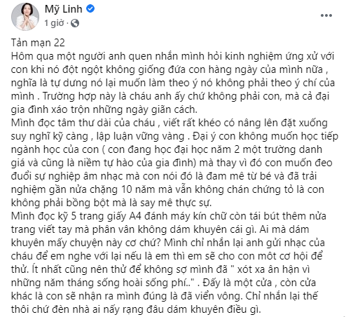 Diva Mỹ Linh từng bị bố gọi là xướng ca vô loài, kể chuyện 3 người con thế nào mà phải thốt lên: Làm cha mẹ đúng khó quá! - Ảnh 1.