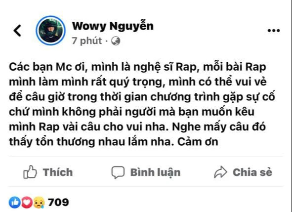 Wowy cảm thấy tổn thương vì cách dẫn dắt của 1 MC, Châu Đăng Khoa cũng đồng tình nhưng lí do đưa ra khiến netizen tranh cãi - Ảnh 1.