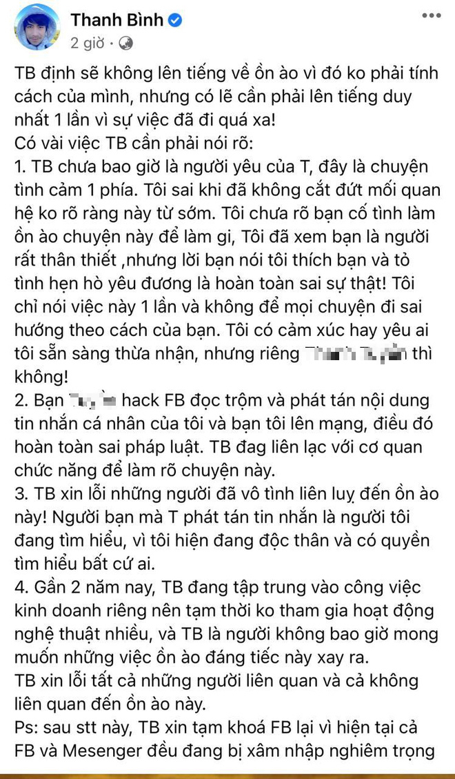 CHÍNH THỨC: Thanh Bình lên tiếng khi bị tố lăng nhăng và cặp kè nhiều cô gái, động thái quyết làm căng gây chú ý! - Ảnh 2.