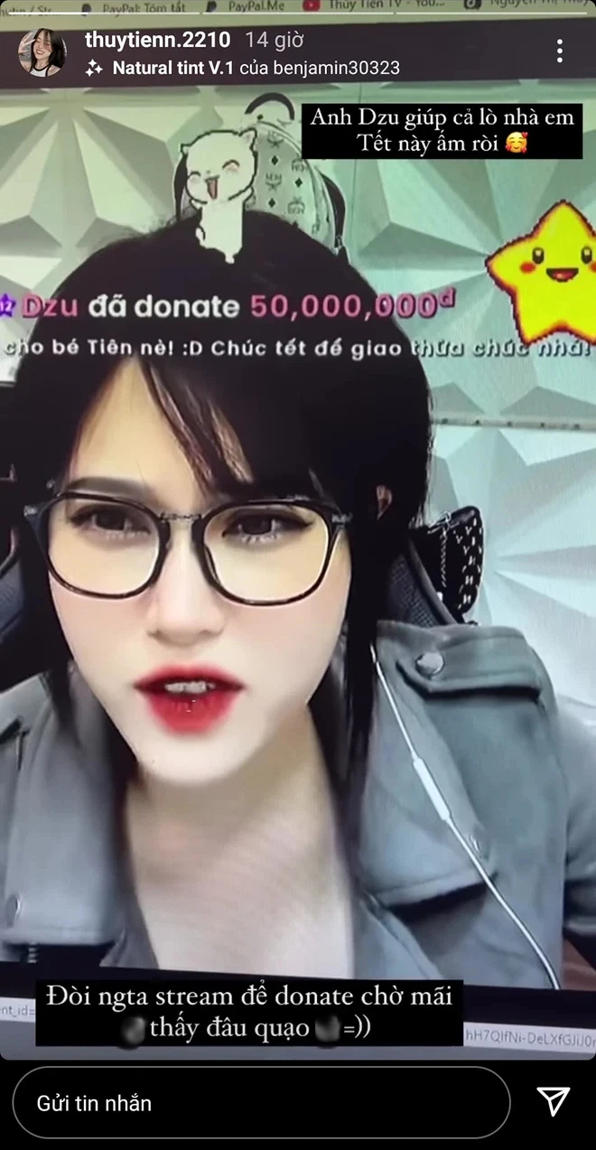 Ước có tiền tiêu Tết, nữ streamer Thuỷ Tiên được fan donate ngay trên sóng livestream hơn cả trăm triệu - Ảnh 2.