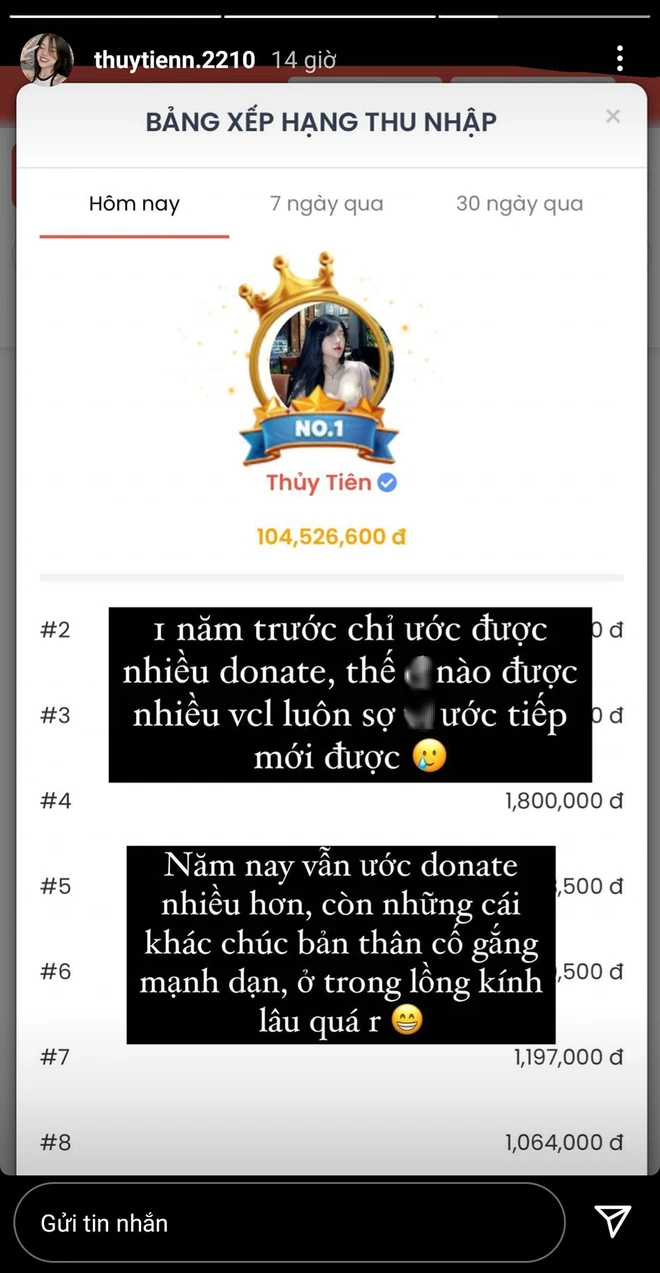 Ước có tiền tiêu Tết, nữ streamer Thuỷ Tiên được fan donate ngay trên sóng livestream hơn cả trăm triệu - Ảnh 3.