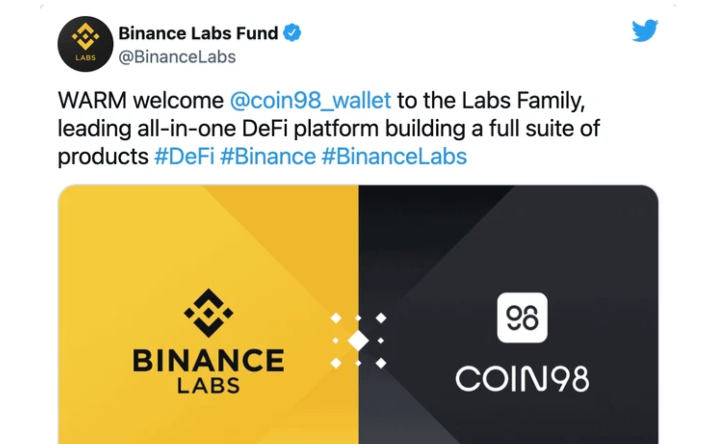 Coin98 - Một dự án tiền mã hóa của người Việt bất ngờ được Binance Labs tuyên bố rót vốn đầu tư