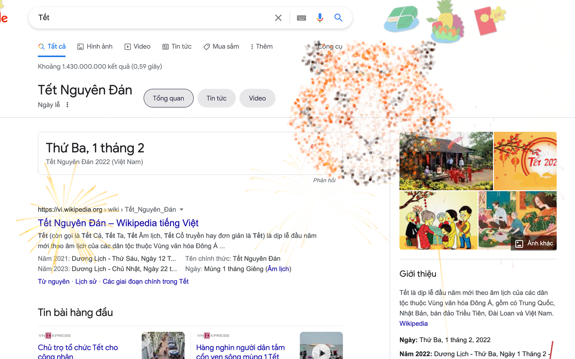 Điều gì xảy ra khi bạn gõ cụm từ &quot;Tết Nguyên đán&quot; trên Google?