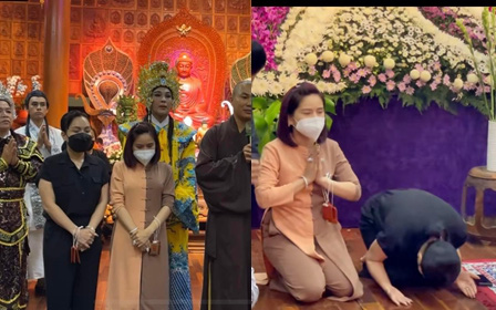 Lễ cầu siêu của cố NSƯT Ngọc Đáng: Không khí ảm đạm, Việt Hương quỳ rạp người tiễn đưa đàn chị lần cuối