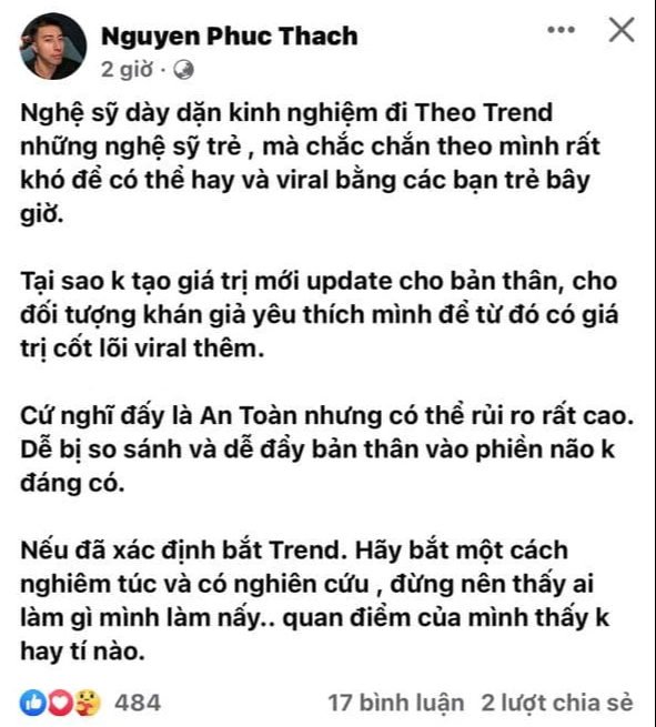 Hit-maker đình đám Vpop chỉ trích 1 số nghệ sĩ đi trước đu trend với ca sĩ trẻ: Đừng nên thấy ai làm gì thì làm nấy. Không hay tí nào - Ảnh 1.