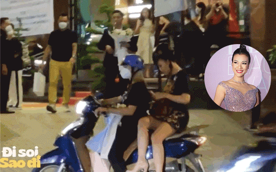 &quot;Tóm dính&quot; MC Hoàng Oanh được đèo bằng xe máy rời sự kiện hậu ly hôn chồng ngoại quốc