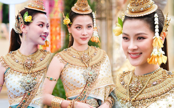 Nữ thần Songkran lộ diện: Baifern (Chiếc Lá Bay) đẹp kinh diễm trong trang phục 1,3 tỷ, visual thăng hạng ngoạn mục giữa Icon Siam
