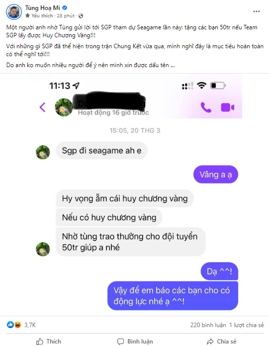 Một fan giấu mặt hứa thưởng nóng 50 triệu cho Saigon Phantom nếu đạt huy chương vàng SEA Games 31 - Ảnh 2.