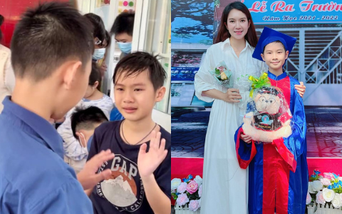 Con trai cả Lý Hải - Minh Hà khóc nức nở trong lễ bế giảng, mẹ nói 1 câu chứng tỏ cách dạy con đáng ngưỡng mộ