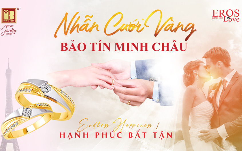 Mua nhẫn cưới vàng trúng quà sang tại Bảo Tín Minh Châu