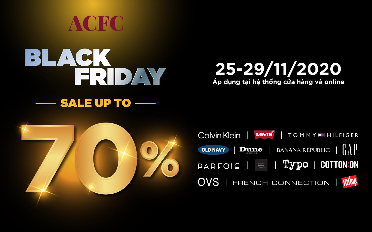 ACFC Black Friday - bùng nổ siêu ưu đãi giảm đến 70% từ các thương hiệu đình đám