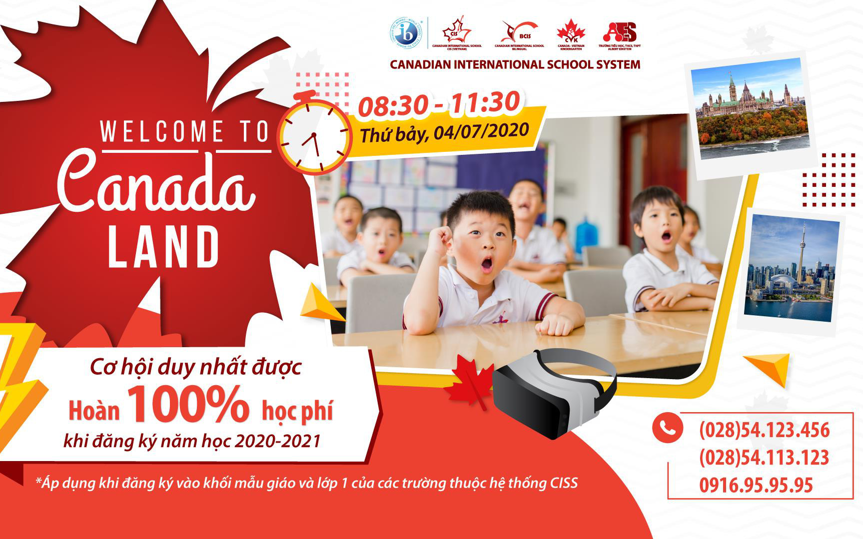 Hệ thống trường quốc tế Canada (CISS) công bố chương trình “Hoàn 100% học phí khi đăng ký nhập học lớp 1 và khối mầm non”