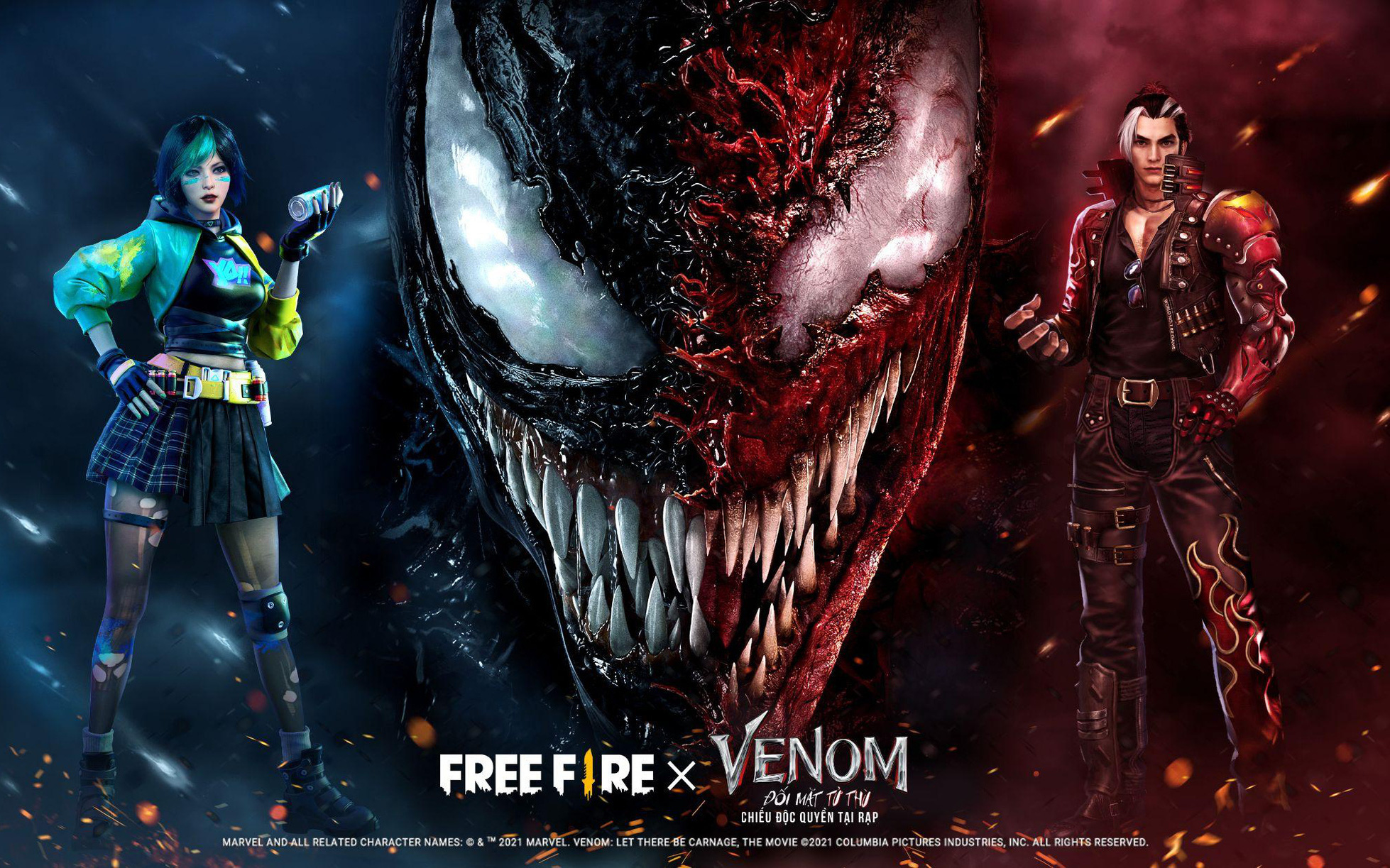 Trải nghiệm trận chiến hỗn loạn trong sự kiện hợp tác của Free Fire x Venom: Đối Mặt Tử Thù