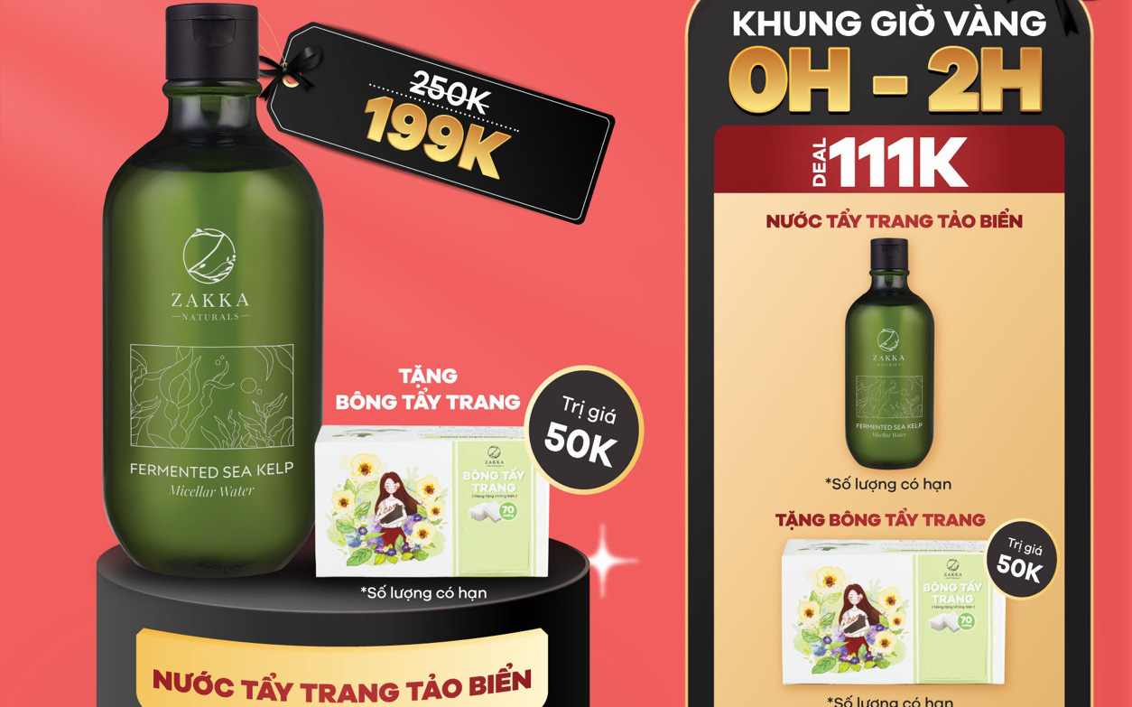 Mỹ phẩm xịn nhà local brand nổi tiếng Zakka Naturals quyết “sập sàn” từ 0-2h ngày 11/11, có gì hot?