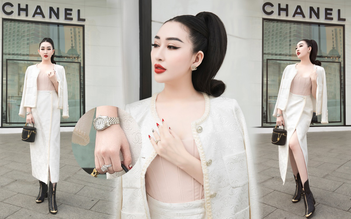 Hoa hậu Huỳnh Thúy Anh khoe thần thái ngút ngàn cùng set đồ Chanel bạc tỷ