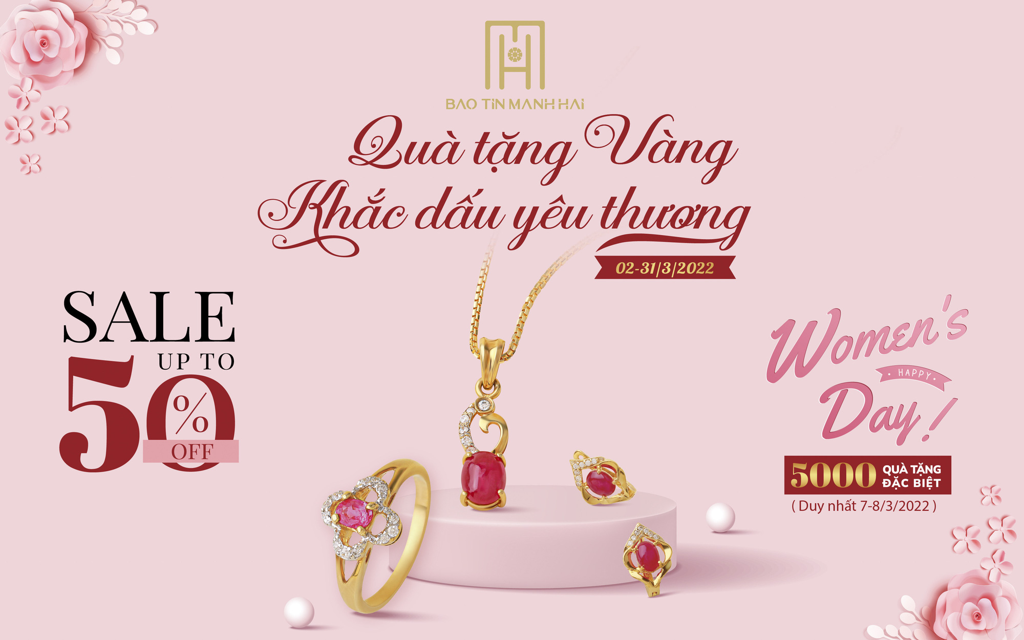 Bảo Tín Mạnh Hải gửi lời tri ân tới phái đẹp với BST trang sức đá quý mới cùng chương trình ưu đãi hấp dẫn dịp 8/3