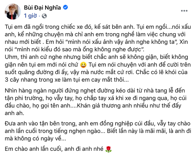 MC Đại Nghĩa kể lại chuyện trên chuyến xe cuối tiễn đưa cố NS Chí Tài: Tụi em ngồi nói xấu anh... vậy mà nước mắt cứ rơi - Ảnh 2.