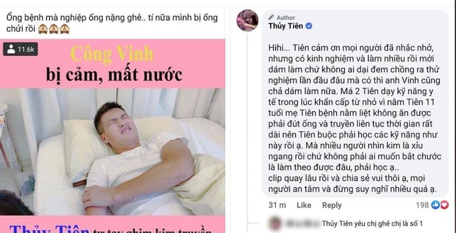 Gây tranh cãi dữ dội vì tự tay truyền nước biển cho Công Vinh, Thuỷ Tiên lên tiếng nhanh chóng nhưng vẫn bị phản đối - Ảnh 3.