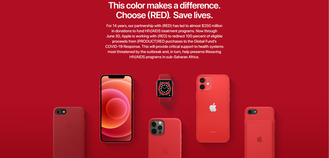Apple nhuộm đỏ trang chủ, tuyên bố toàn bộ doanh thu từ dòng sản phẩm Product (RED) sẽ được làm từ thiện - Ảnh 2.