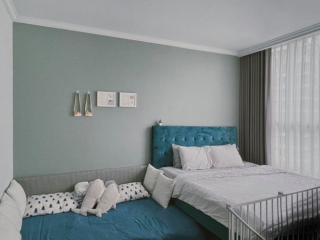 Căn hộ Vinhomes của nhà thiết kế nội thất: Tông màu xanh là lạ nhưng lên hình đẹp từng cm, sống ảo thì cực mê - Ảnh 9.